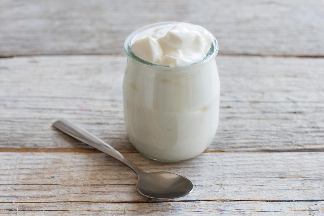 Jar of fresh greek yogurt